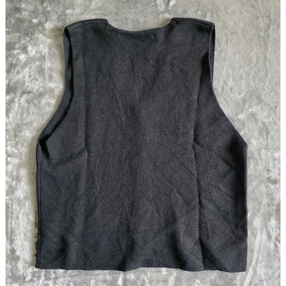 PREVIEW COLLECTION Womens Black Knit Button Front Sweater Vest Minimalist Size M - Picture 6 of 12